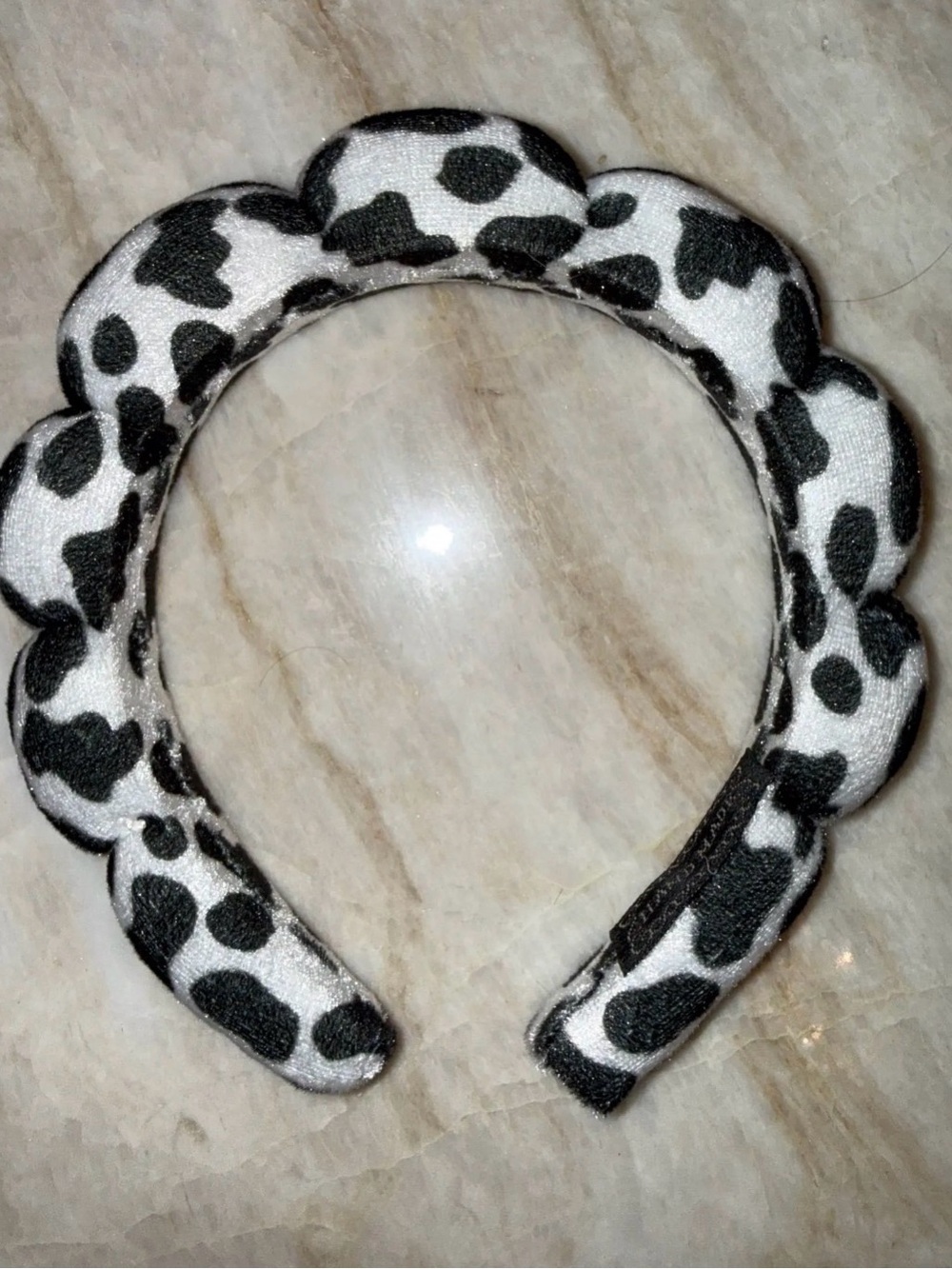 Black and White Handmade Cow Print Spa Headband NWOT